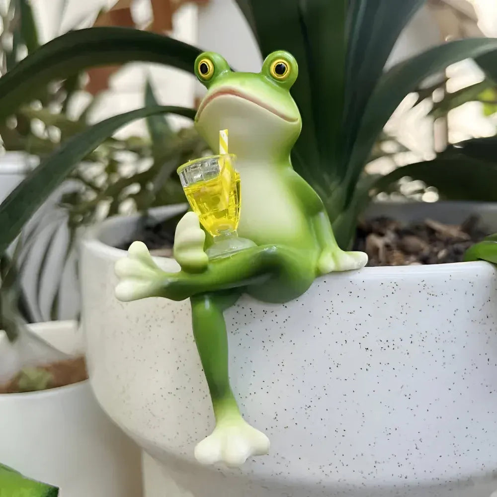 Hanging Frog Planter Edge Ornament for Garden Decoration