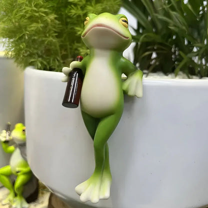 Hanging Frog Planter Edge Ornament for Garden Decoration