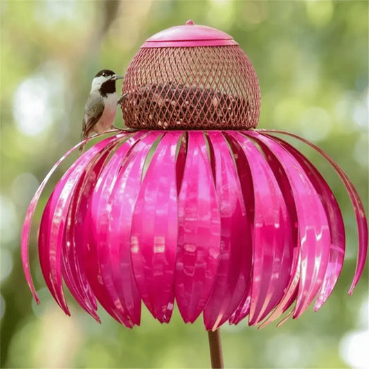 Hanging Metal Sunflower Bird Feeder Outdoor Garden Feeding Bowl