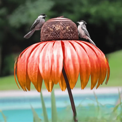 Hanging Metal Sunflower Bird Feeder Outdoor Garden Feeding Bowl