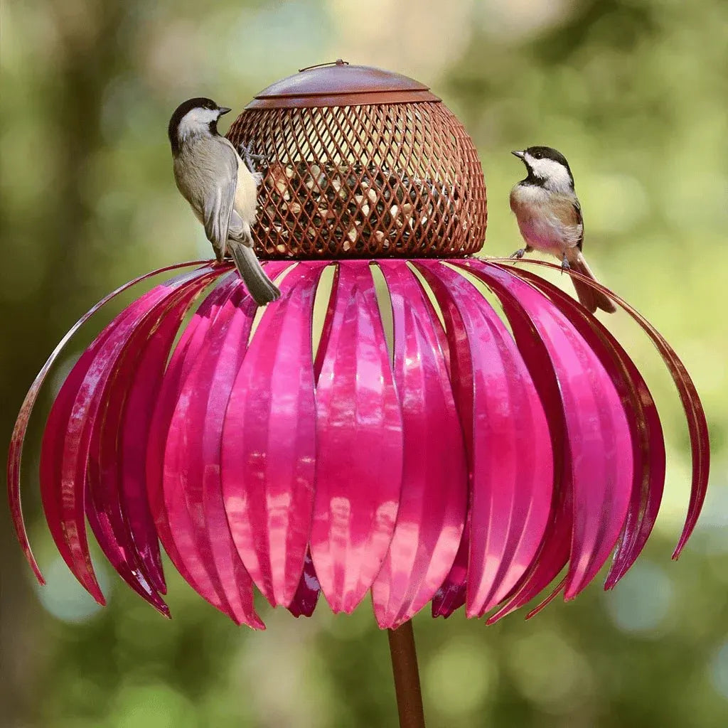 Hanging Metal Sunflower Bird Feeder Outdoor Garden Feeding Bowl