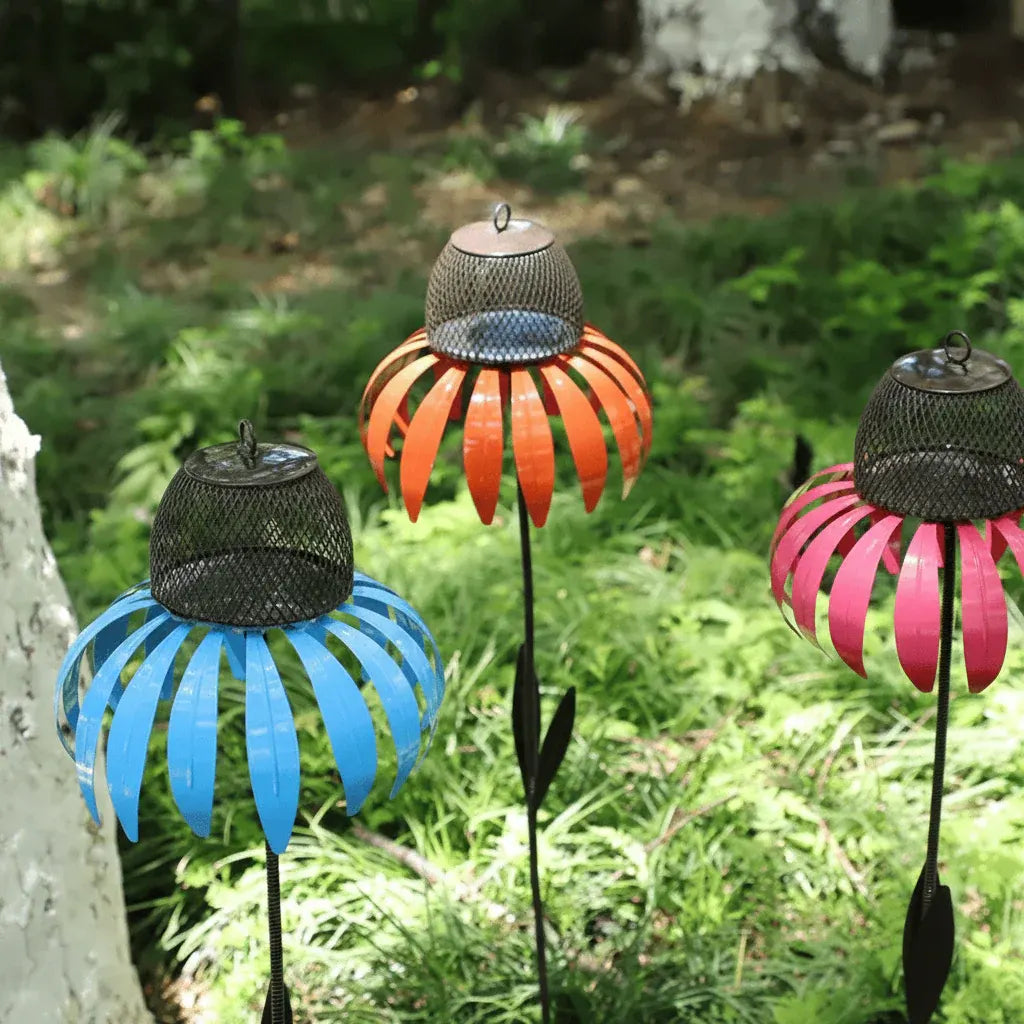 Hanging Metal Sunflower Bird Feeder Outdoor Garden Feeding Bowl