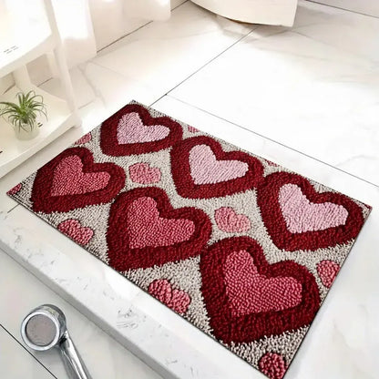 Heart-Pattern Non-Slip Polyester Entryway Floor Mat