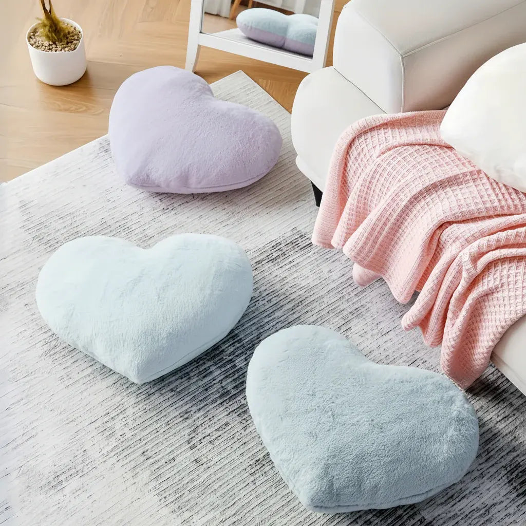 Heart-Shaped Plush Decorative Cushion for Sofa