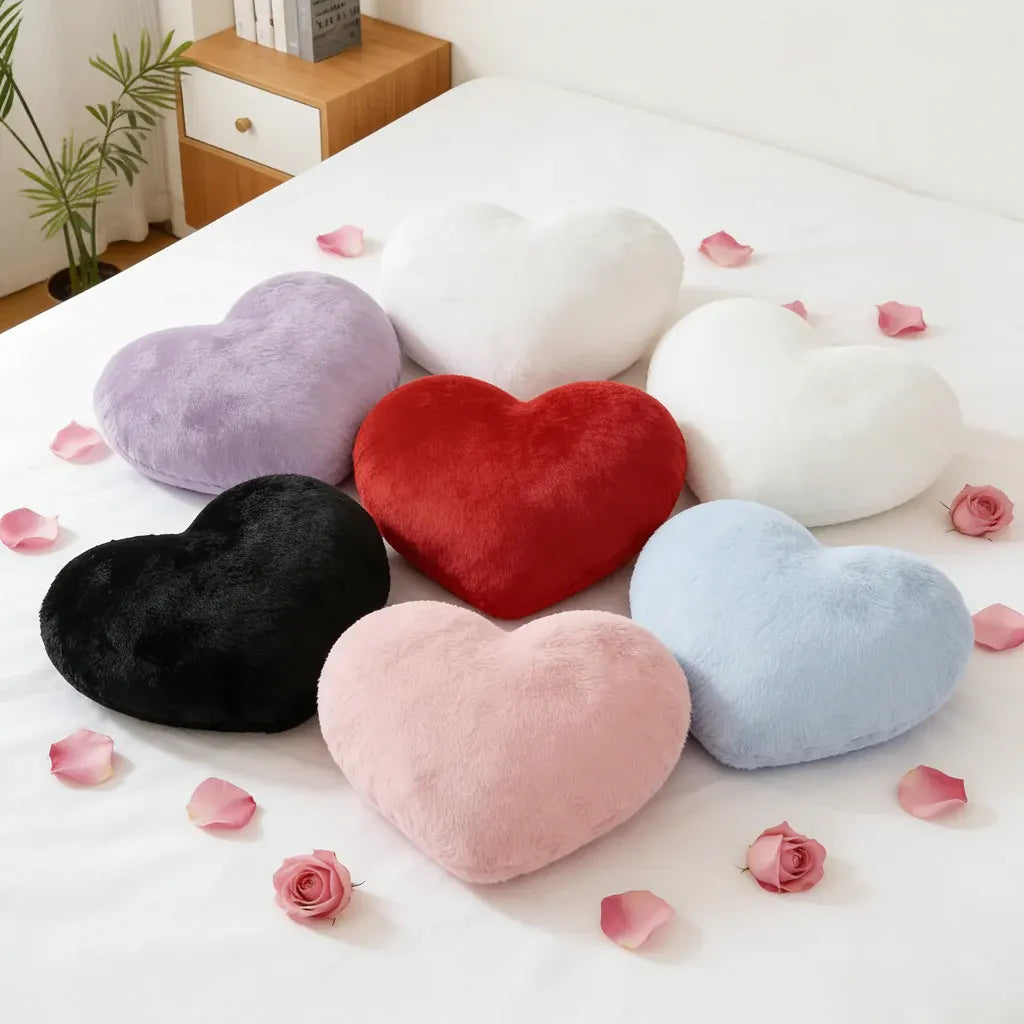 Heart-Shaped Plush Decorative Cushion for Sofa