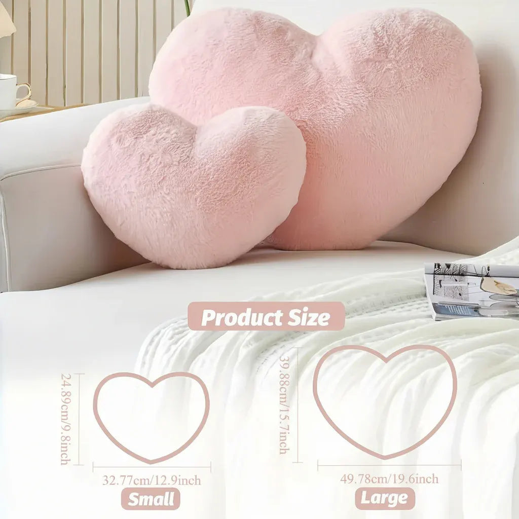 Heart-Shaped Plush Decorative Cushion for Sofa
