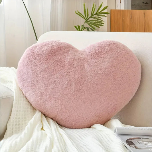 Heart-Shaped Plush Decorative Cushion for Sofa