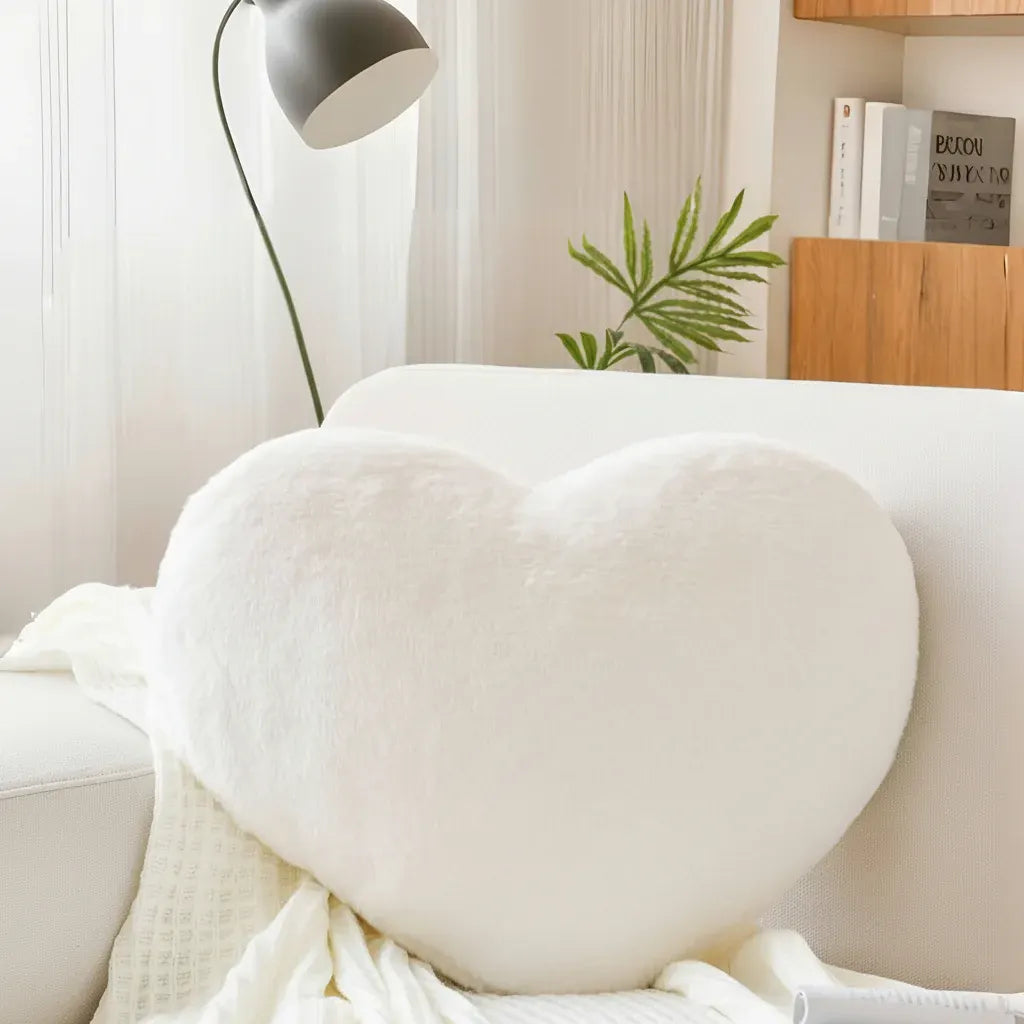 Heart-Shaped Plush Decorative Cushion for Sofa
