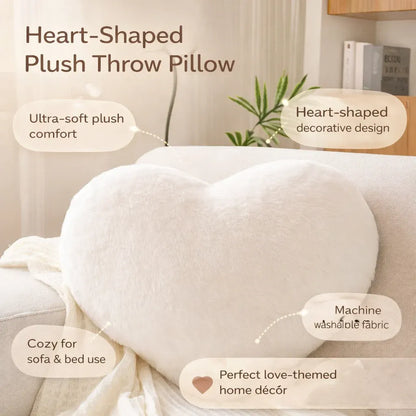 Heart-Shaped Plush Decorative Cushion for Sofa