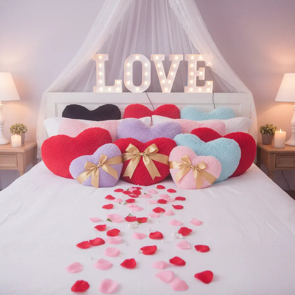 Heart-Shaped Plush Decorative Cushion for Sofa