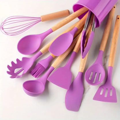 Heat-Resistant Silicone Kitchen Utensils Set, 12-Piece