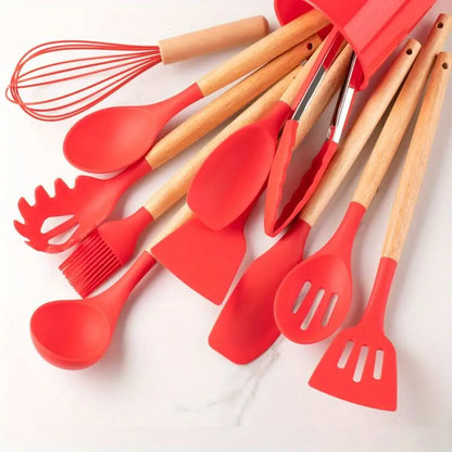 Heat-Resistant Silicone Kitchen Utensils Set, 12-Piece