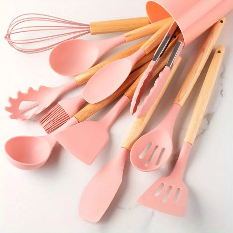 Heat-Resistant Silicone Kitchen Utensils Set, 12-Piece