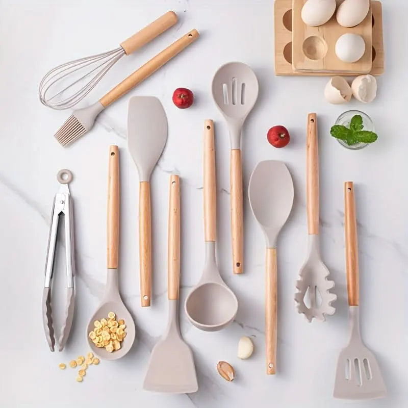 Heat-Resistant Silicone Kitchen Utensils Set, 12-Piece