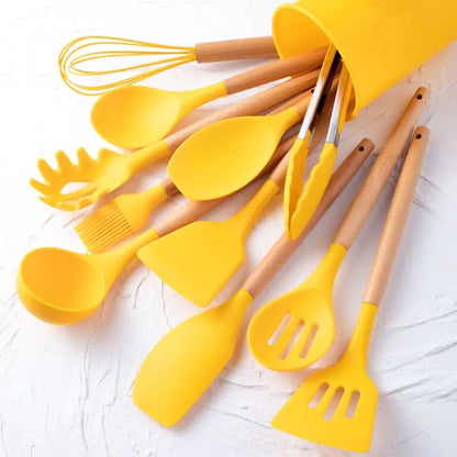 Heat-Resistant Silicone Kitchen Utensils Set, 12-Piece
