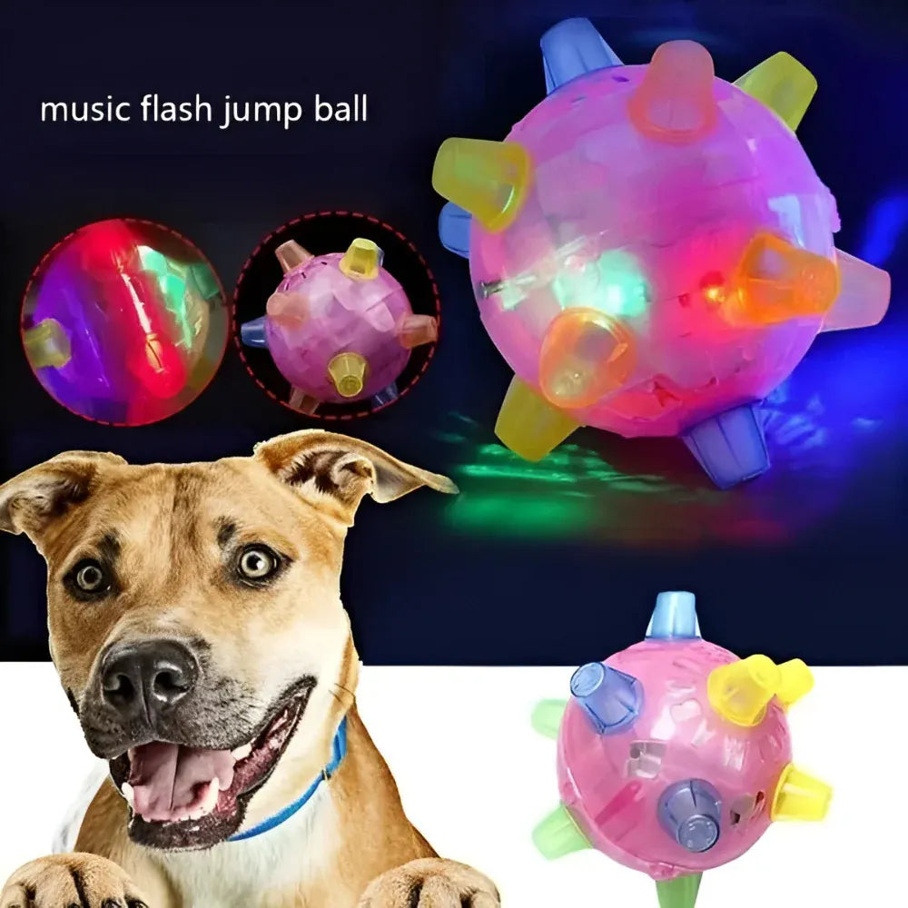Interactive LED Bouncing Ball Toy for Dogs – Durable Plastic Rubber Jumping Design