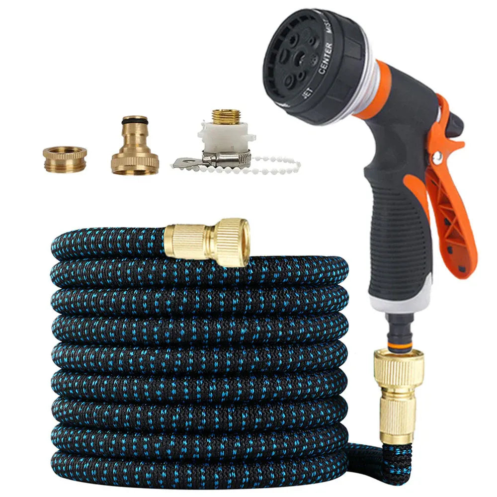 Kink-Resistant Flat Coil Non-Expanding Garden Hose with Storage