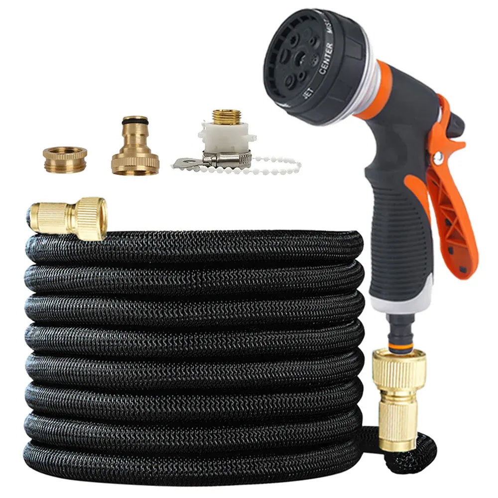 Kink-Resistant Flat Coil Non-Expanding Garden Hose with Storage