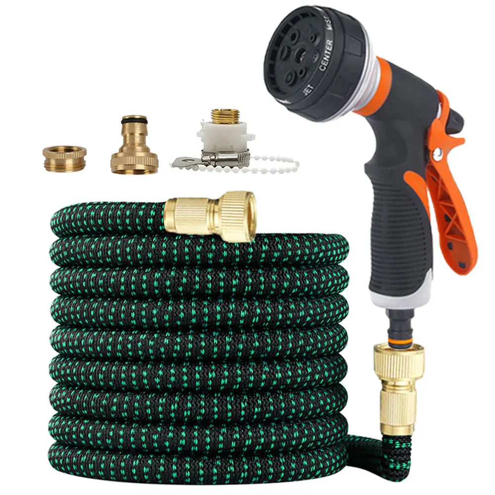 Kink-Resistant Flat Coil Non-Expanding Garden Hose with Storage