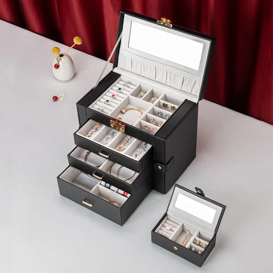 Large Jewelry Storage Box with Drawers - Mother's Day Organizer Case