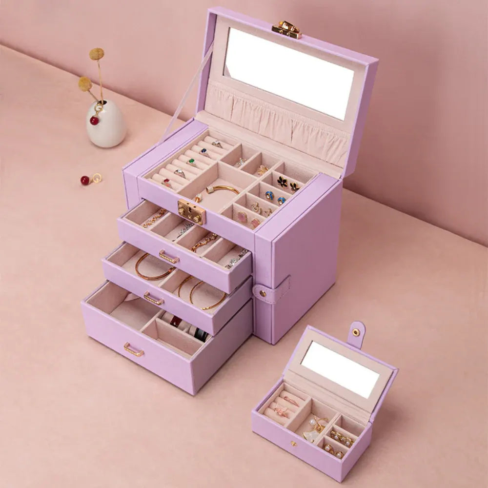 Large Jewelry Storage Box with Drawers - Mother's Day Organizer Case