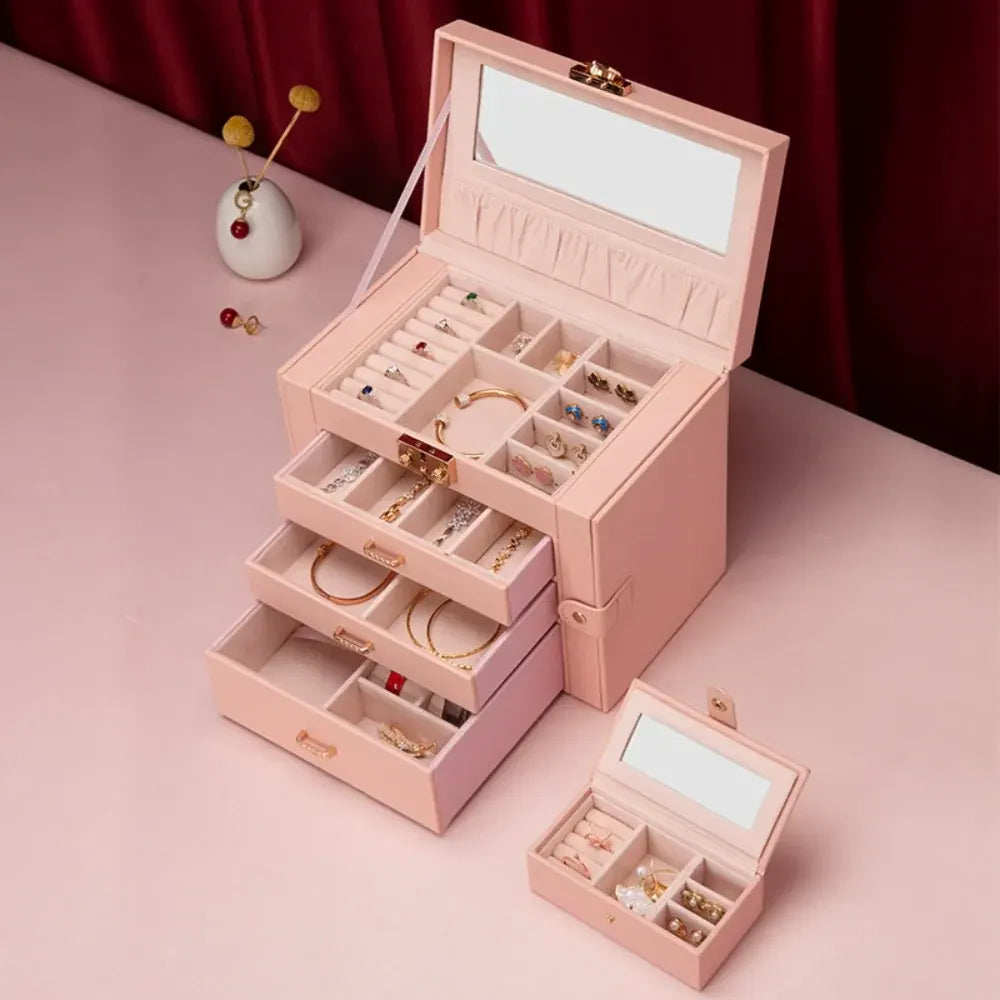 Large Jewelry Storage Box with Drawers - Mother's Day Organizer Case