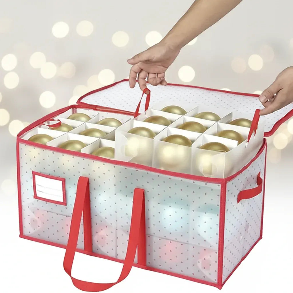 Large Zippered Plastic Christmas Ornament Storage Container
