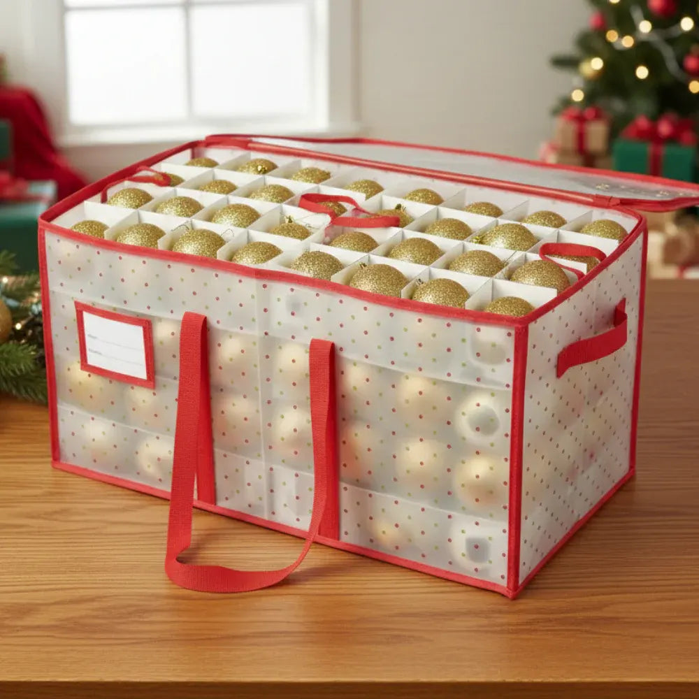 Large Zippered Plastic Christmas Ornament Storage Container