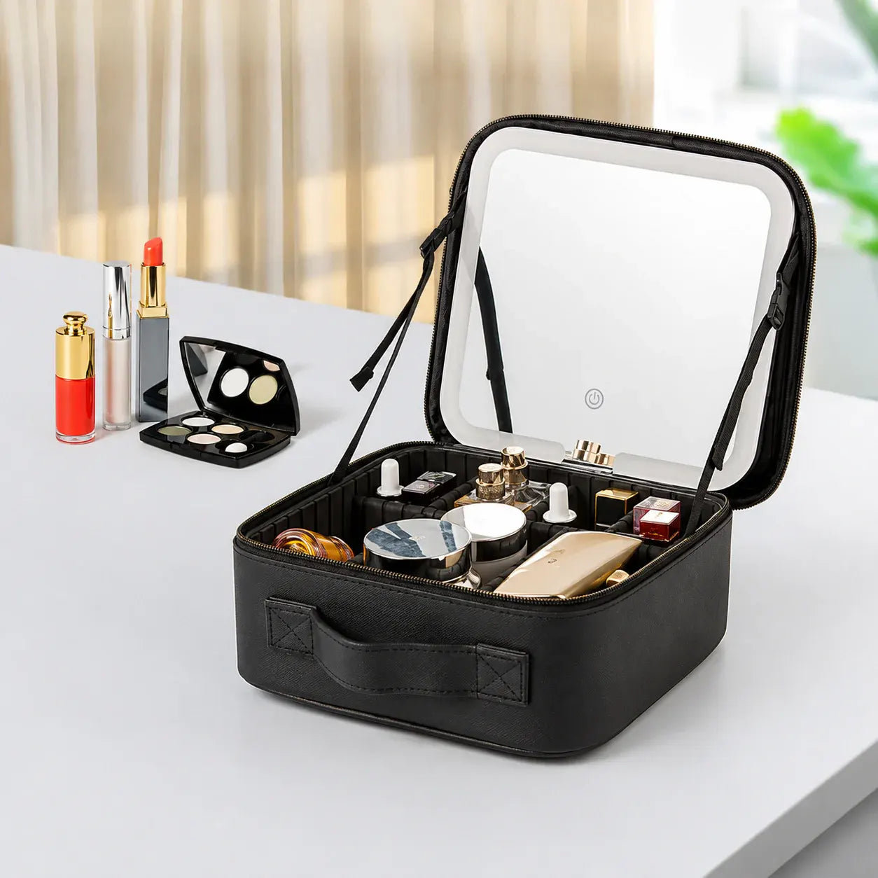 LED Mirror Cosmetic Organizer Portable Travel Makeup Case - Mother's Day Gift