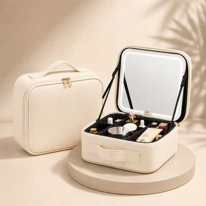 LED Mirror Cosmetic Organizer Portable Travel Makeup Case - Mother's Day Gift