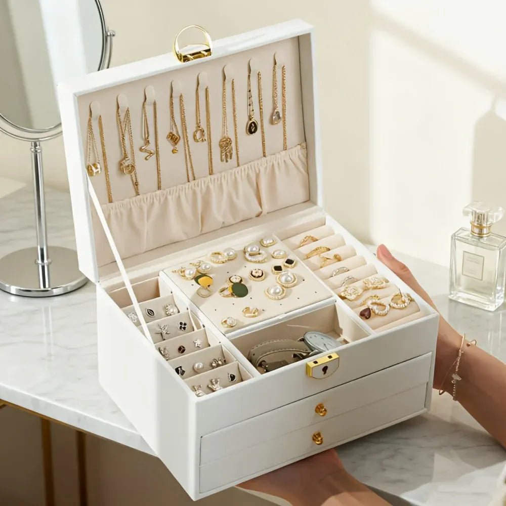 Lockable Jewelry Storage Case - Mother's Day Gift Organizer Box