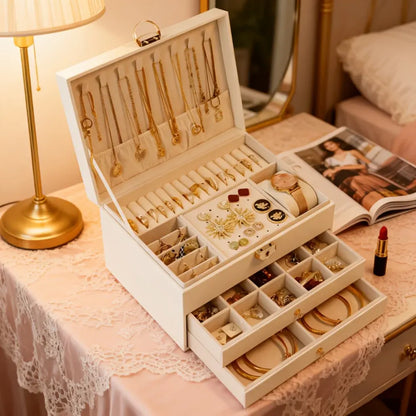 Lockable Jewelry Storage Case - Mother's Day Gift Organizer Box