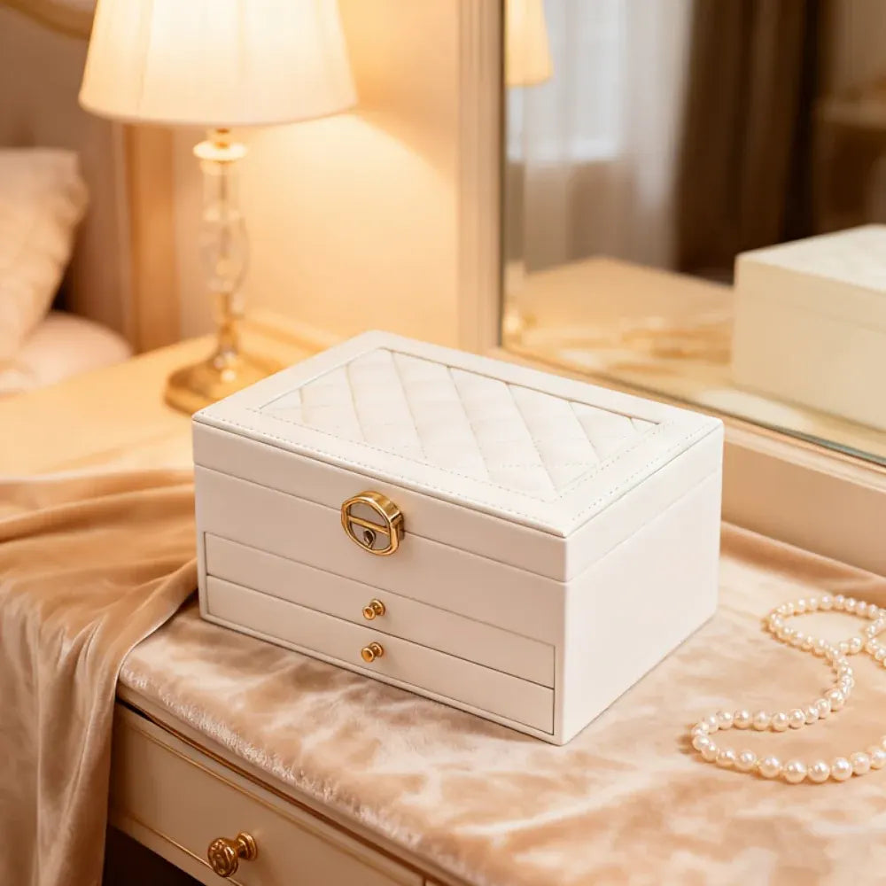 Lockable Jewelry Storage Case - Mother's Day Gift Organizer Box