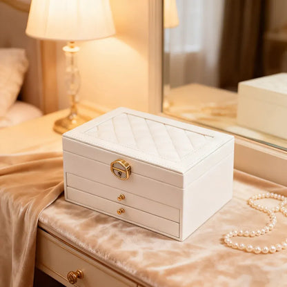 Lockable Jewelry Storage Case - Mother's Day Gift Organizer Box