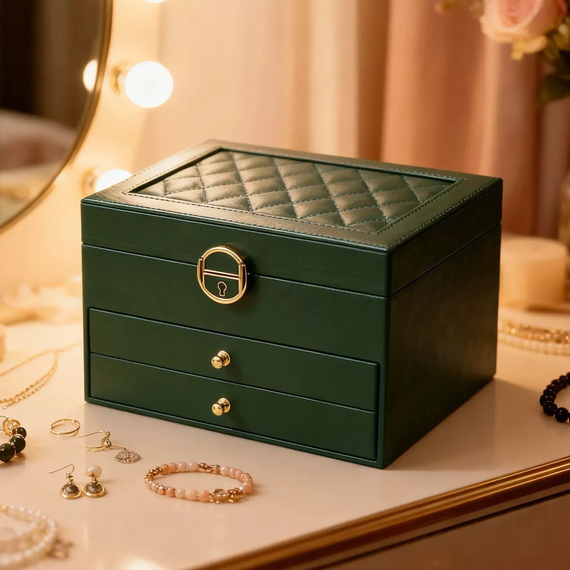 Lockable Jewelry Storage Case - Mother's Day Gift Organizer Box