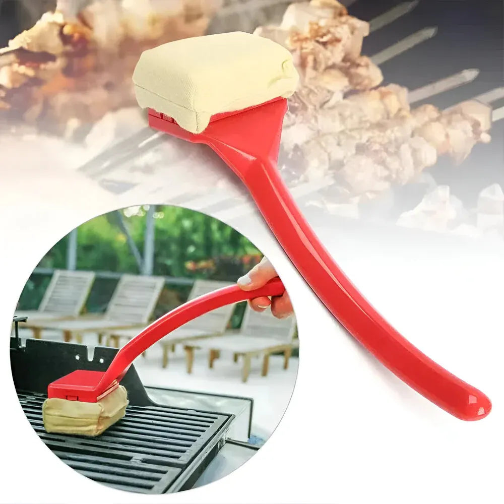 Long Handle Steam BBQ Grill Scrub Brush Cleaning Pad
