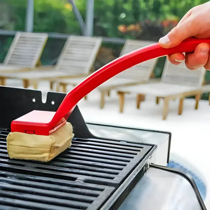 Long Handle Steam BBQ Grill Scrub Brush Cleaning Pad