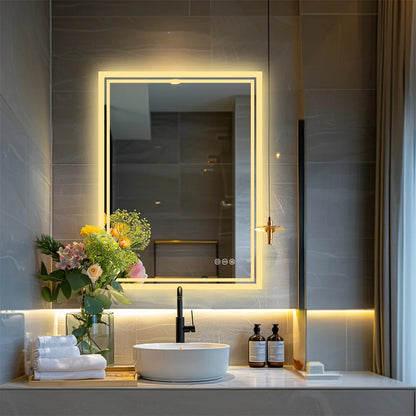 LuvoGlow Frameless LED Bathroom Mirror with Dimmable Anti-Fog Feature