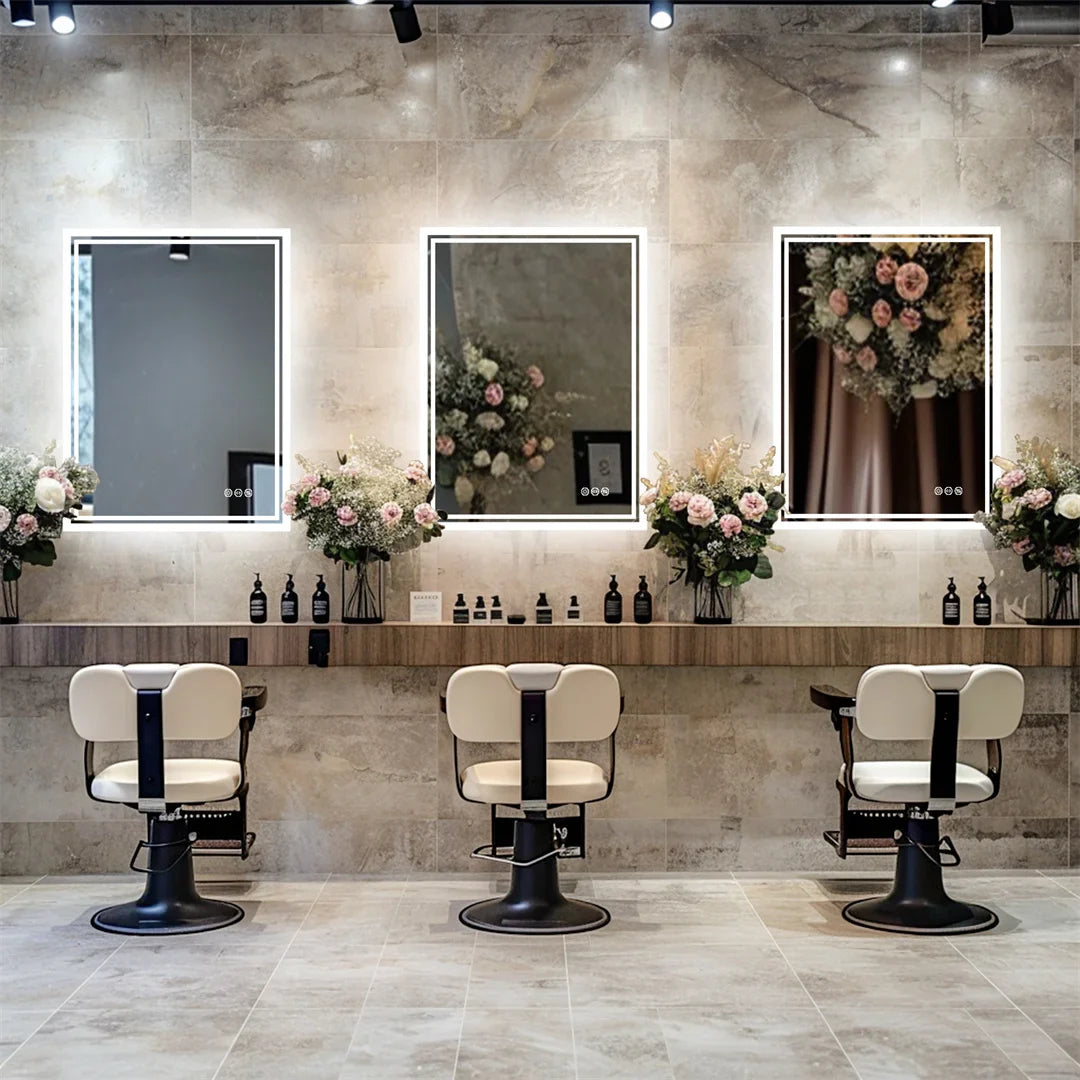 LuvoGlow Frameless LED Bathroom Mirror with Dimmable Anti-Fog Feature