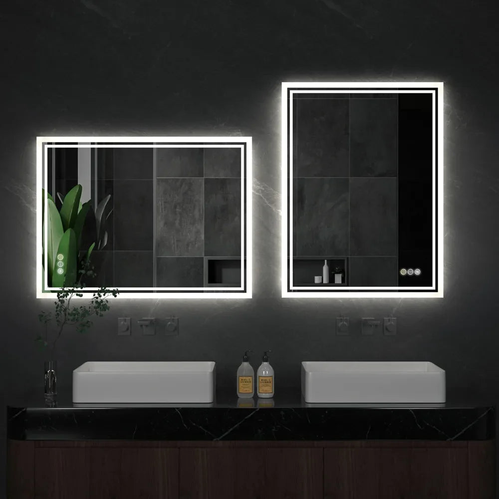 LuvoGlow Frameless LED Bathroom Mirror with Dimmable Anti-Fog Feature