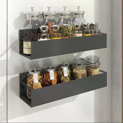 Magnetic Spice Rack Organizer Metal Wall-Mounted Refrigerator Storage Shelf