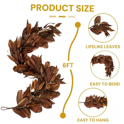 Magnolia Leaf Garland for Autumn Decor