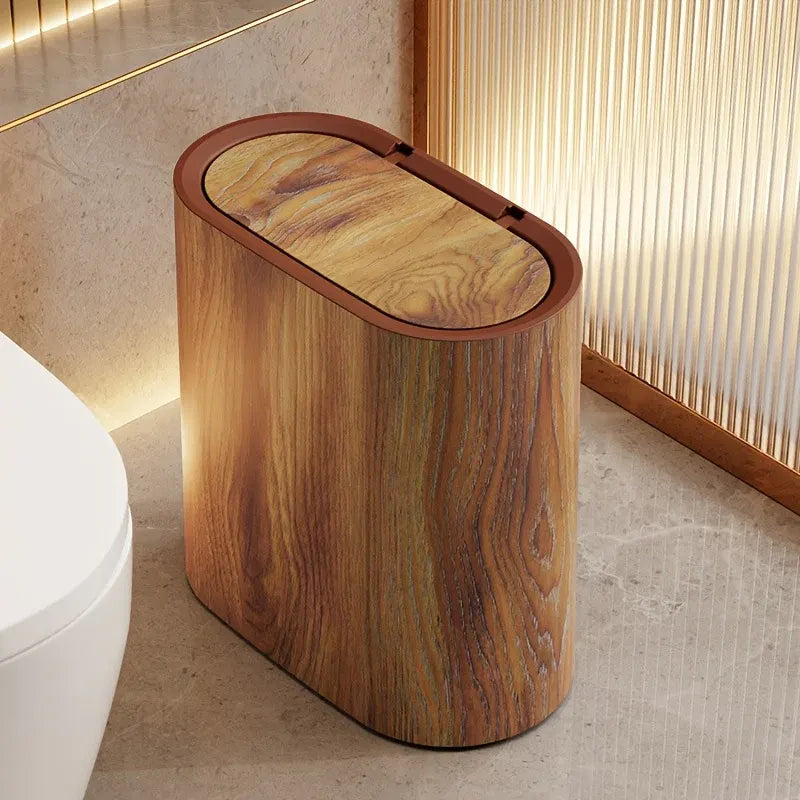 Marble Pattern Waste Bin | Modern Lidded Trash Can for Bathroom & Kitchen