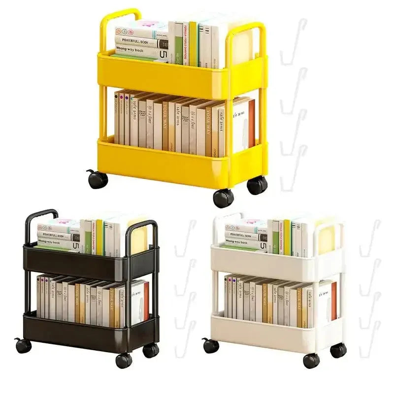 Mobile Library Cart with Rolling Wheels