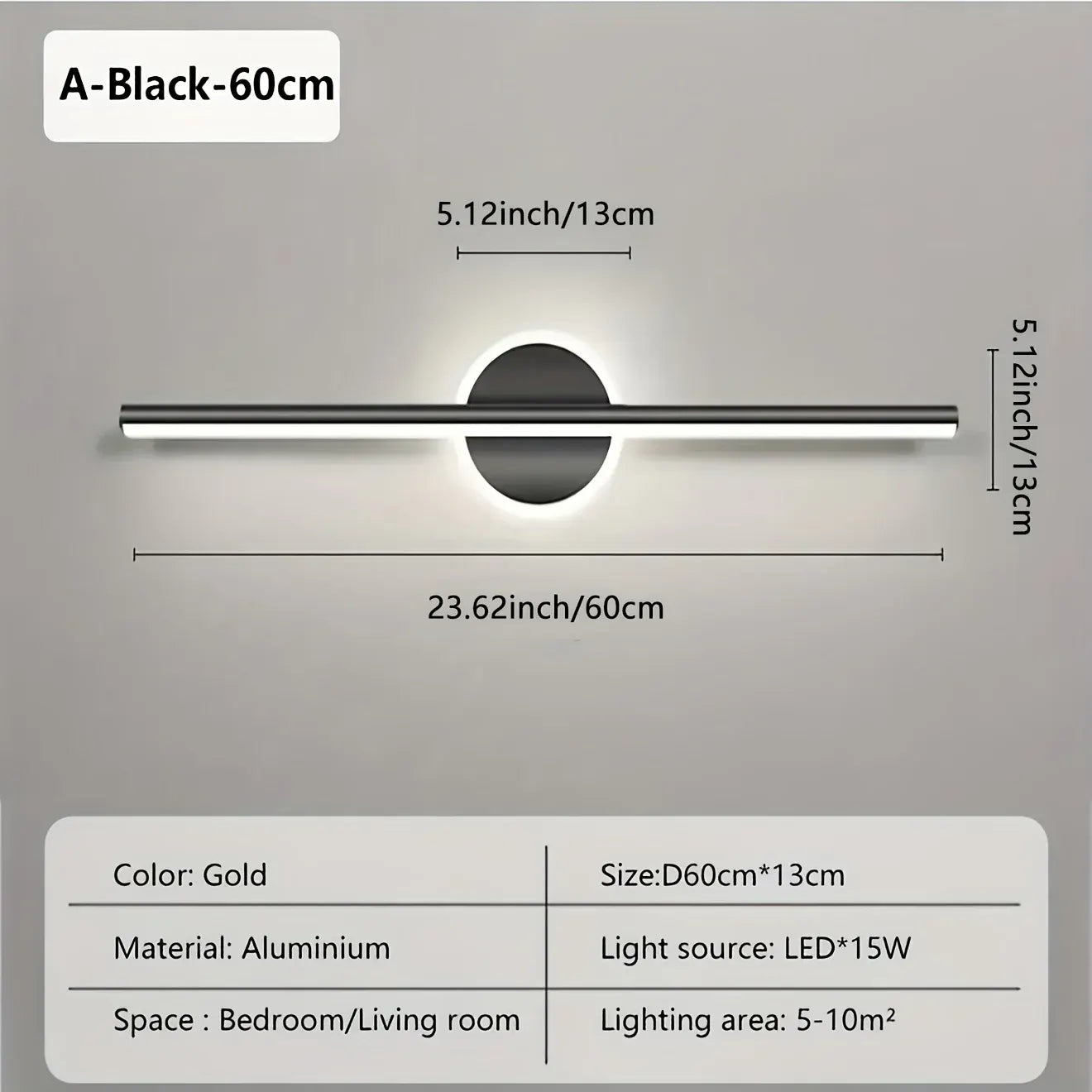 Modern LED Wall Mirror Light | Sleek Black & Gold Sconce Lamp