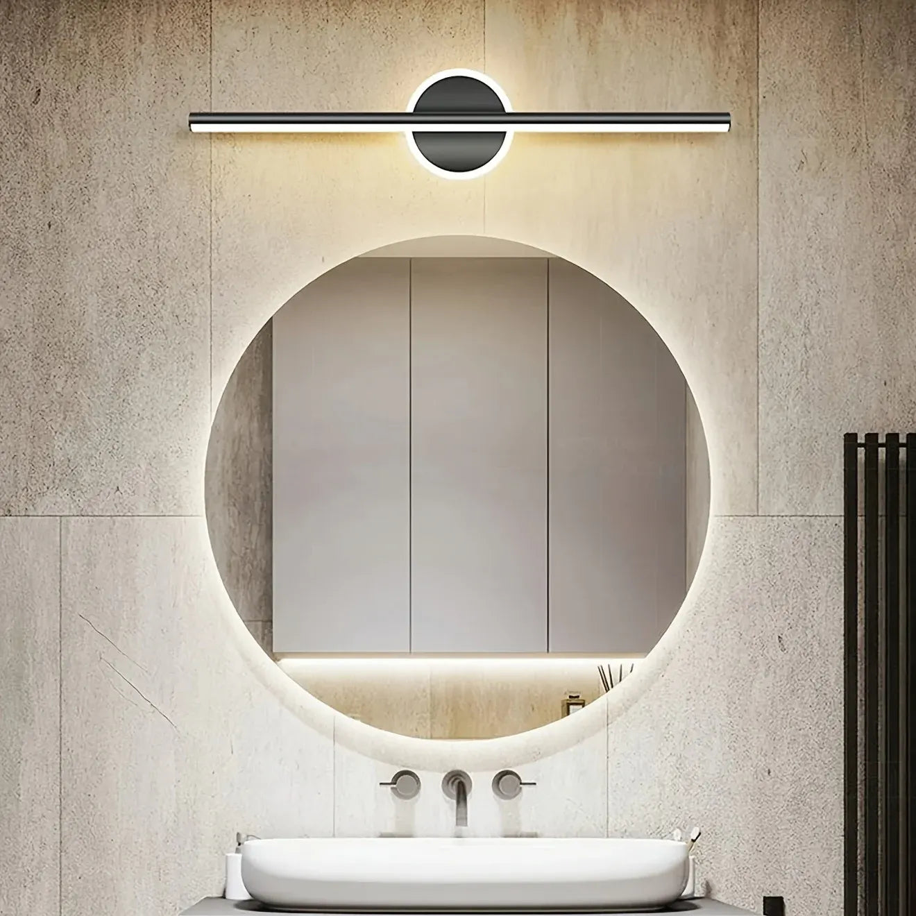 Modern LED Wall Mirror Light | Sleek Black & Gold Sconce Lamp