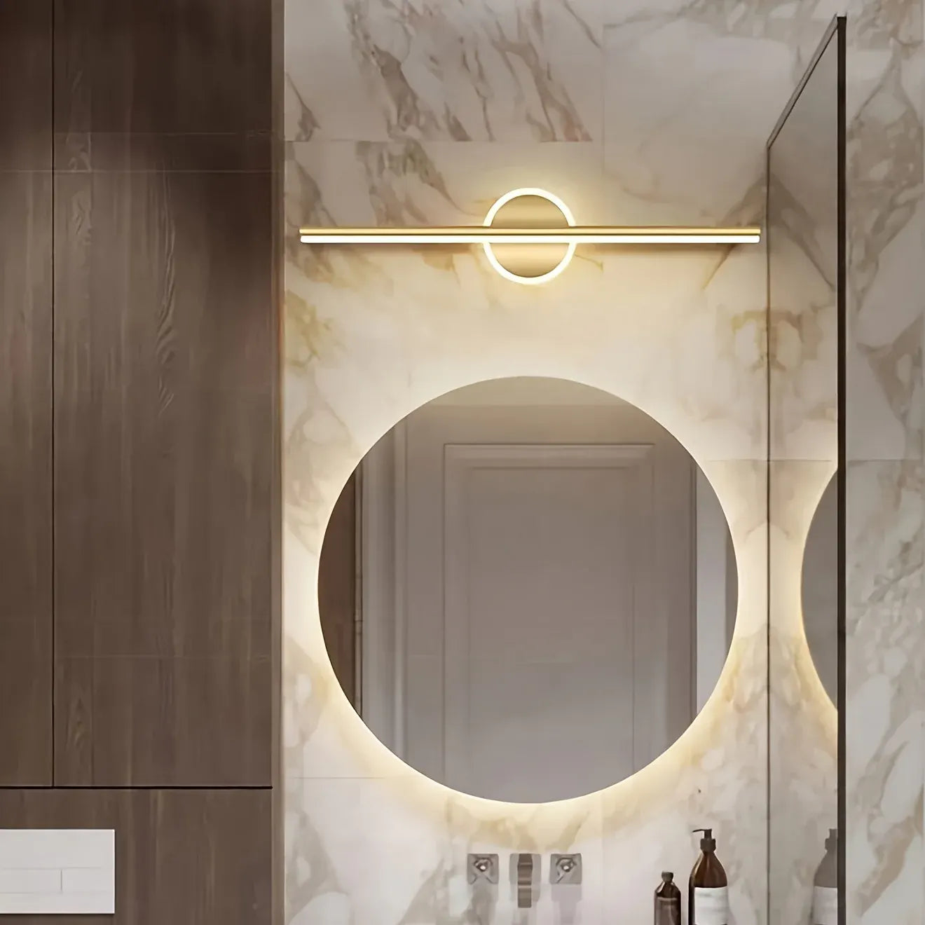 Modern LED Wall Mirror Light | Sleek Black & Gold Sconce Lamp