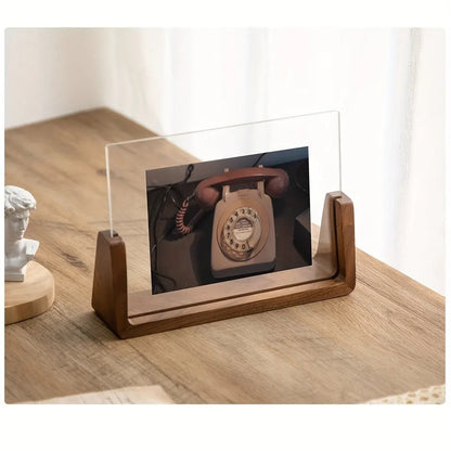 Modern U-Shaped Wood & Acrylic Picture Frame – Minimalist Tabletop Display