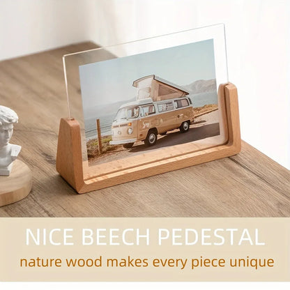Modern U-Shaped Wood & Acrylic Picture Frame – Minimalist Tabletop Display