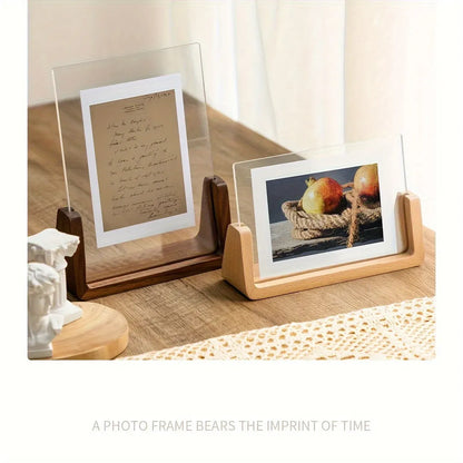 Modern U-Shaped Wood & Acrylic Picture Frame – Minimalist Tabletop Display